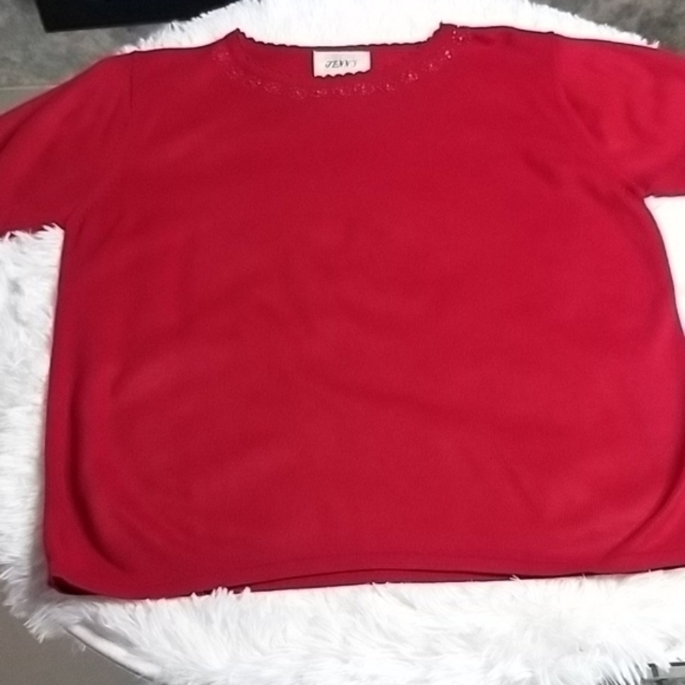 Jenny Red Short Sleeves Top size L